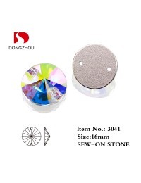 DZ 3041 16 mm  rivoli  shape crystal AB  flat back stone 